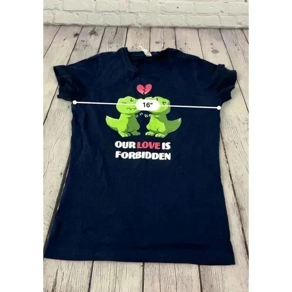 Dinosaur Love T Shirt Short Sleeve MEDIUM Tee Turtle Women's Dark Blue - Picture 6 of 10